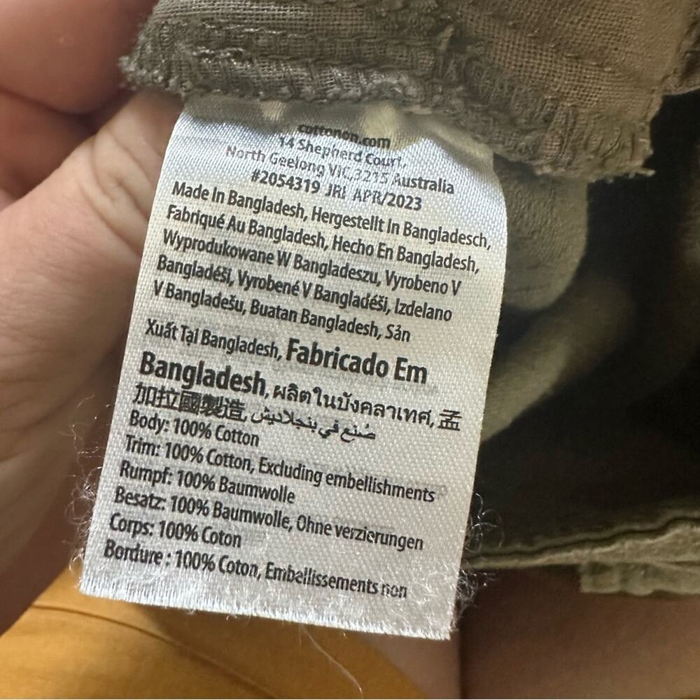 Cotton‎ On Women’s Cargo Pants Olive Green 100% Cotton, Size 2 - Picture 12 of 15
